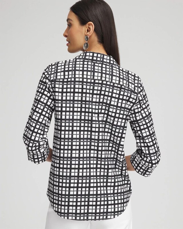 No Iron Plaid Tie-Front Top - image 3